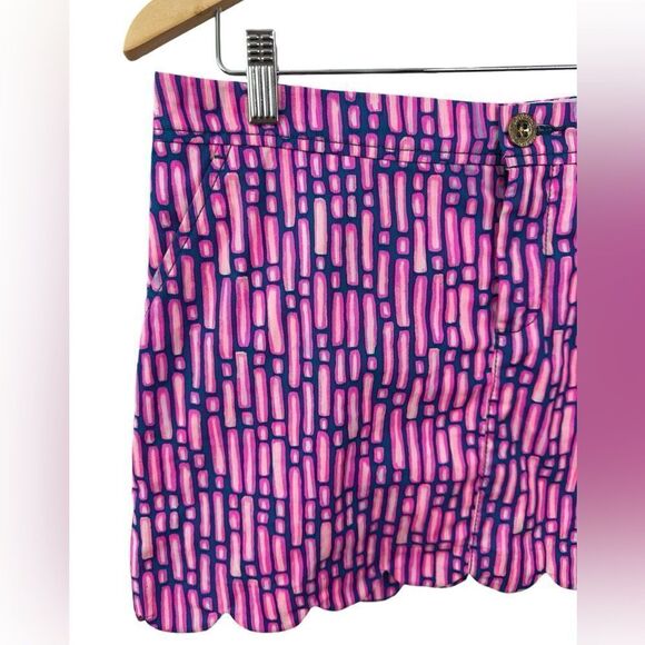 Lilly Pulitzer Colette Scalloped Hem Skort Mandevilla Pink Slathouse Stripe Sz 6 - Picture 4 of 13